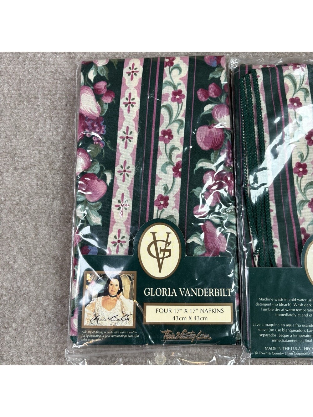 Vintage Floral Cloth Napkins-New Sealed 2x Set Of 4 Gloria Vanderbilt Linens